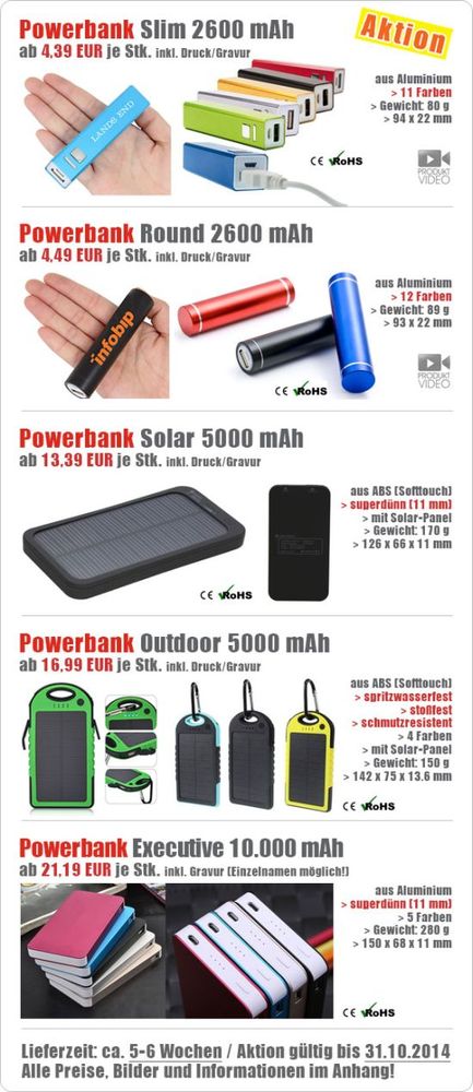 Powerbanks Sonderaktion 2014