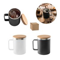 Becher Edelstahl mit Bambusdeckel 420ml